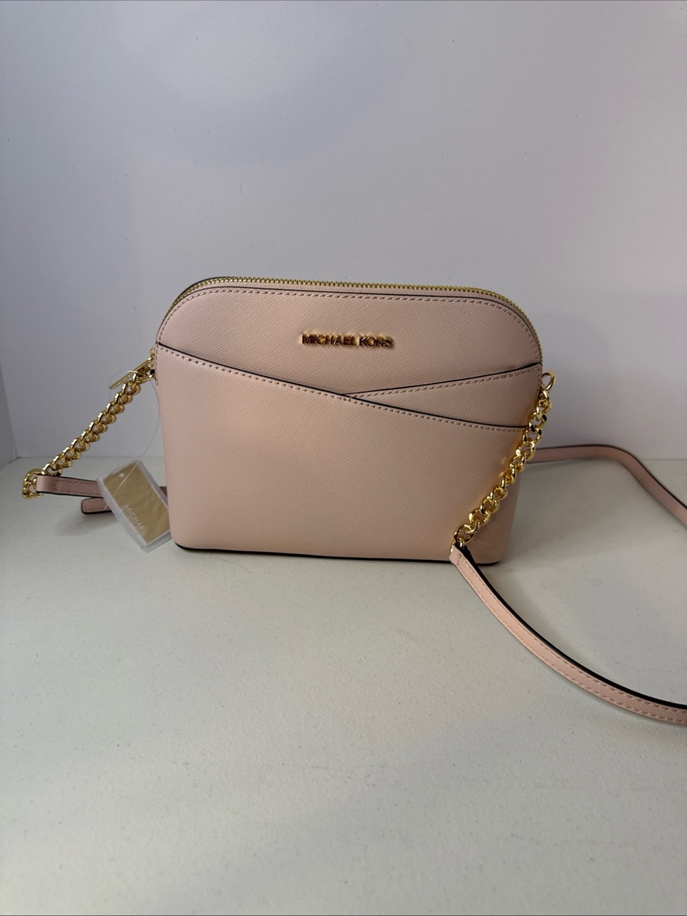 NWT Michael Kors Jet Set Travel Medium Dome Crossbody Bag Powder Blush Pink